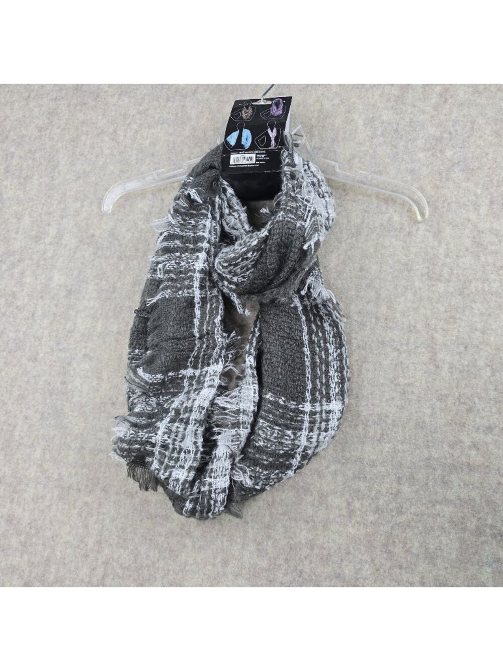 Nicole Industries Womens Infinity Scarf Gray/White Textured Acrylic